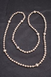 Sterling Silver Vintage 35' Beaded Necklace