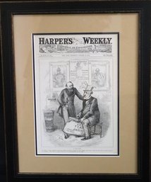 Framed Harpers Weekly Print Of Cartoon Etching, Titled A Job Lot 1884.