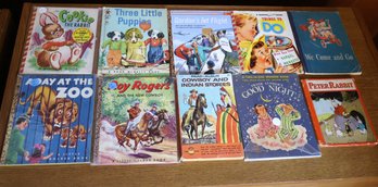 Ten Vintage Childrens Golden Books, Including Roy Rogers, And Peter Rabbit.