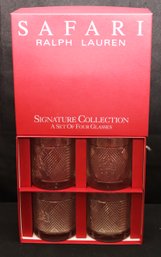 Safari Ralph Lauren Signature Collection A Set Of Four Glasses With Original Box.