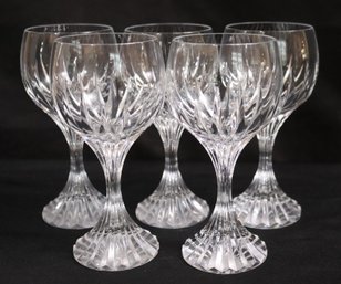 Set Of 5 Baccarat Massena Cut Crystal Medium Wine Glasses