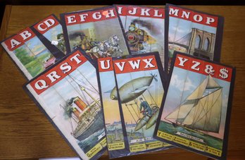 Antique Childrens Alphabet Letters Pictorial Puzzle In 7 Parts.