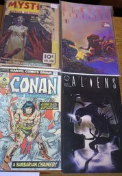 Vintage Comic Books, With Conan, Aliens, And More.