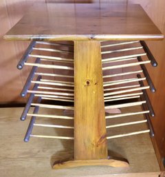 Mid-Century Turned Pine Magazine Rack/ Record Holder.