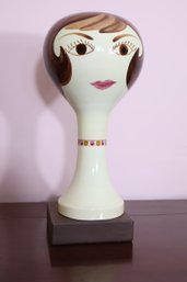 A Signed, Hand Painted, Stangl Ceramic Wig Stand