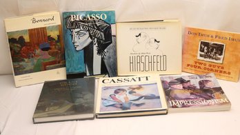 Lot Of Vintage Hardcover Art Books With Picasso, And Autographed Hirshfeld