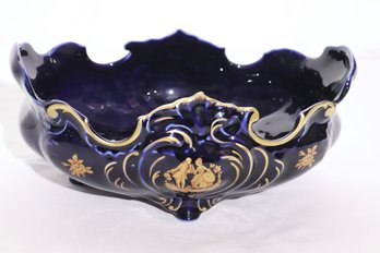 Limoges Porcelain Castel Cobalt Blue Porcelain Centerpiece Bowl.