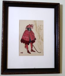 Bakst Signed Watercolor- Possibly A Character Study For A Theatrical Costume.