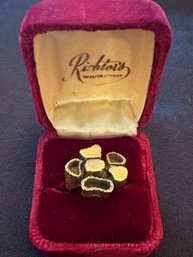 14K Abstract Brutalist Style Ring - Israel - Signed - Size 7