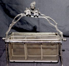 Michael Aram Style Metal Cutlery Holder Work Twig And Bird Handle.