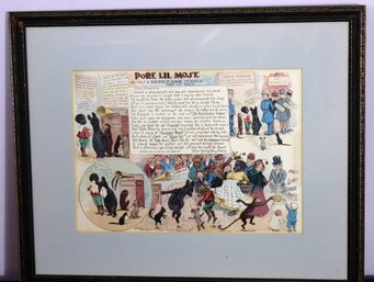 Vintage Memorabilia Cartoon Print Titled Pore Lil Mose Has A Touch Of Home Sickness.