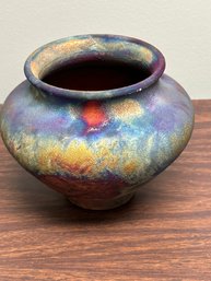 Small Colorful Raku Ceramic Vase