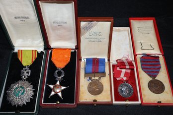 Collection Of Vintage Medals And Decorations With Original Presentation Boxes