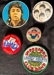 Vintage Beatles/Paul McCartney Pinbacks And Sgt Pepper Patch
