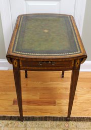Stunning Maitland Smith Drop Leaf Accent/Side Table With Leather Top!