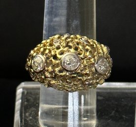 18K Yellow Gold Open Design Custom Diamond Ring Size 6.5