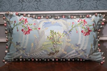 Custom Made Rectangular Accent Pillow With Scalamandre Fabric And Down Filled Cushion.