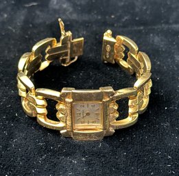 14K Vintage Ladies OMEGA Watch With 14K Yellow Gold Wide Link Wristband
