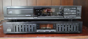 NEC CD Player CD-510 Digital And Onkyo Stereo Graphic Equalizer
