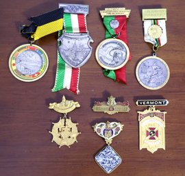 Collection Of 8 Medals With Attached Pins, Including From The 1972 Olympic Games In Munich
