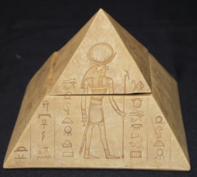 Ancient Egyptian Gods Themed Carved Resin Pyramid Trinket Box