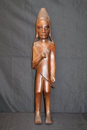 Tall Hand Carved Wooden African Tribal Figurine