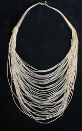 Sterling Silver Adorable 16 Inch Turquoise Beaded Multiple Strand Necklace-a Real Wow!