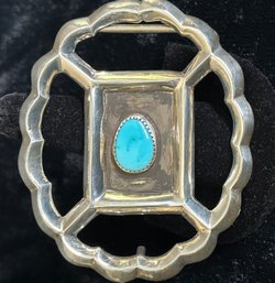Sterling Silver Handmade Turquoise Belt Buckle