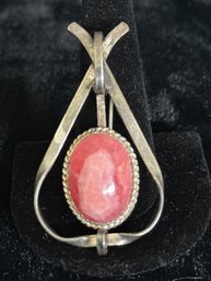 Sterling Silver Rose Quartz Brooch/pin Pendant-Signed