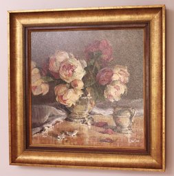 Peonies And Silver By Artist Jan Saia Floral Still Life Giclee On Canvas Edition Number AP7/30 Image Size Ap