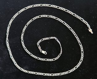 Sterling Silver 27 Inch Mixed Link Necklace-signed