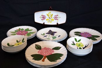 Fondeville, New York Hand Painted Floral Plates, And A Stangl Serving Dish.