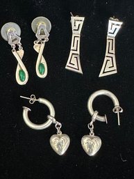 3 Pair Of Sterling Silver Earrings
