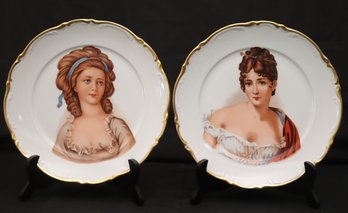 Pair Of Vintage Mitterteich Bavaria Germany Golden Lark Portrait Plates