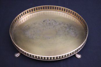 Vintage Lacquered Brass Footed Serving Tray