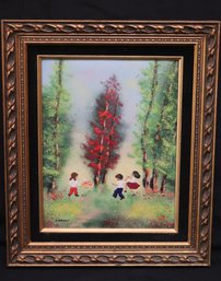 Vintage Enamel On Copper Painting By Louis Cardin