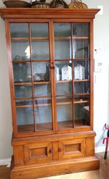 Antique, 1851 Custom Built Pine Display Cabinet And Carved Dates On Interior Shelf.
