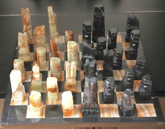 Vintage Carved Onyx Marble Chess Set