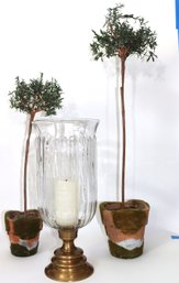 Large Hurricane Style Candle Holder & Decorative Tree Decor