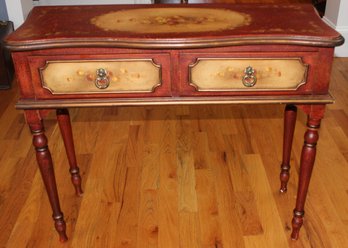 Stenciled Console Piece With Floral Design