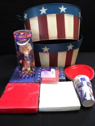 Assorted BBQ Party Red Blue And White Tableware Supplies