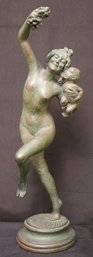 Bacchante And Infant Faun Sculpture By Frederick W. MacMonnies Recasted