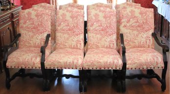 Set Of 8 Designmaster Furniture French Provincial Custom Unholstered Dining Chairs In Red Toile