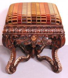 Althorp Fine Quality Carved Wood Stool With Painted Eagle Accents