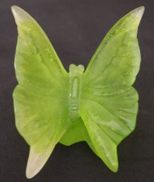 Daum France Green Crystal Butterfly Figurine