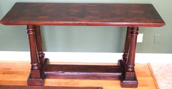 Furniture Classics Rustic Wood Parquet Style Top Console Table