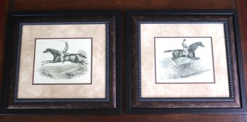 Pair Of Framed Equestrian The Water Leap And The Buck Jump Prints