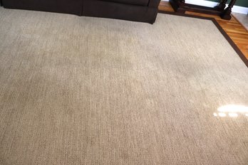 Large Custom Made Beige Rug With Wide Faux Snake Skin LeatherTrim