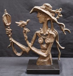 Nathaniel Kaz Vanity Bronze Sculpture On Marble Base