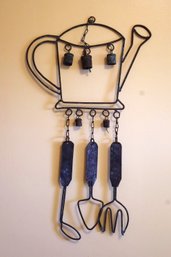 Vintage Handmade-Style Patinated Wire Mobile With Kitchen Utensil Charms